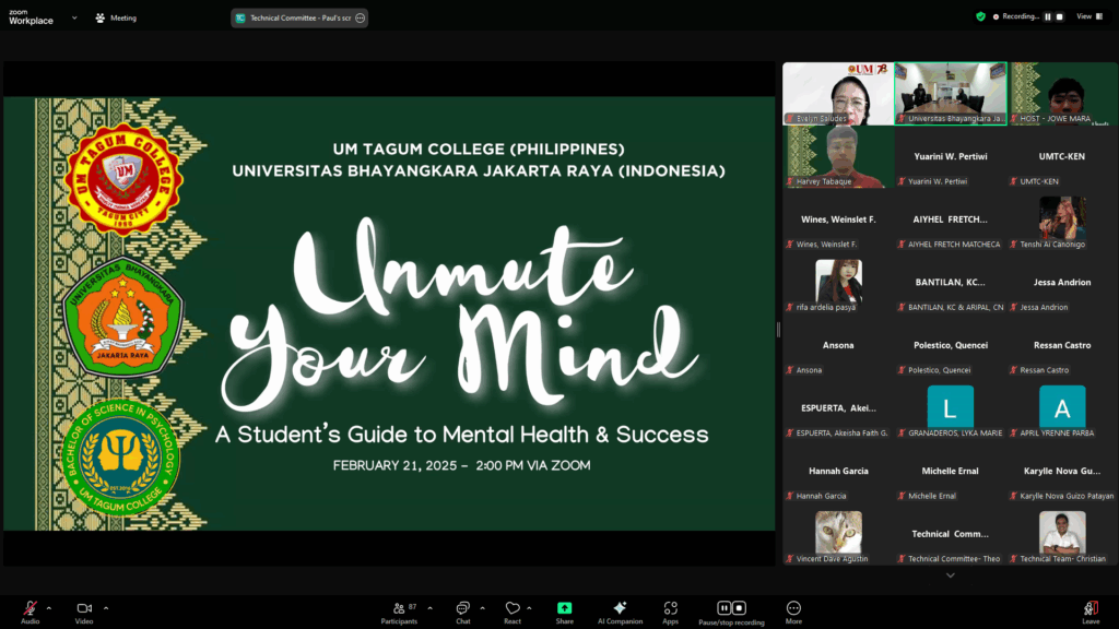 Fakultas Psikologi UBJ dan Mindanao University Gelar International Lecturing Series: “Balancing Academics & Well-being: The Power of Self-care”